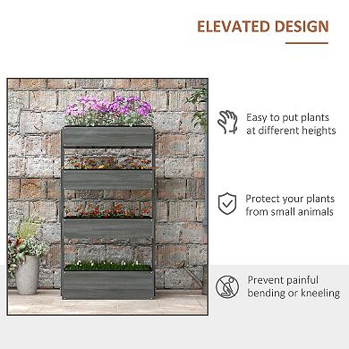 Outsunny 4-Tier Raised Garden Bed with Non-Woven Fabric