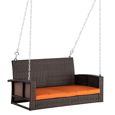 Person Wicker Porch Swing Chair, Hanging Patio Bench Seat