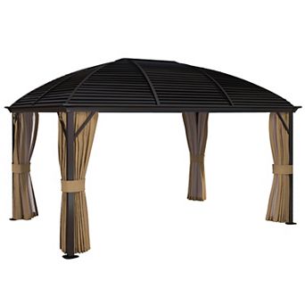 10x14 hardtop gazebo with aluminum frame Permanent arc Metal roof gazebo, Brown