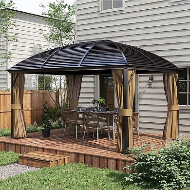 10x14 hardtop gazebo with aluminum frame Permanent arc Metal roof gazebo, Brown