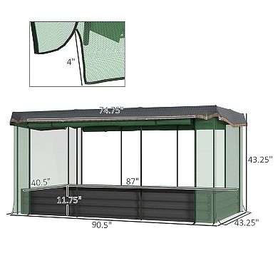 Outsunny Galvanized Raised Garden Bed With Crop Cage & Shade Cloth