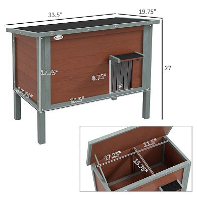 Pawhut outdoor Cat House, Wooden Feral Cat House W/ Removable Floor, Brown