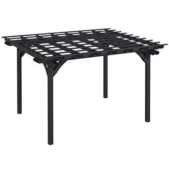 12' X 10' Wooden Pergola Outdoor Gazebo With Stable Structure, Gray