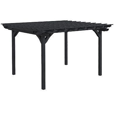 12' X 10' Wooden Pergola Outdoor Gazebo With Stable Structure, Gray