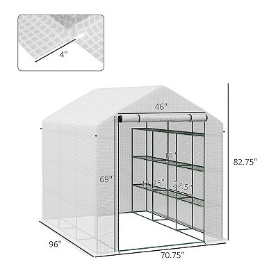 Greenhouse 8' X 6' X 7', Walkin Hot House, 18 Shelves, Plant Tropical Flowers