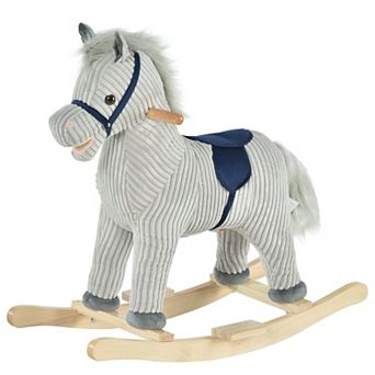Qaba Kids Rocking Horse Plush Ride on Horse Toddler Rocker for 36-72 Months