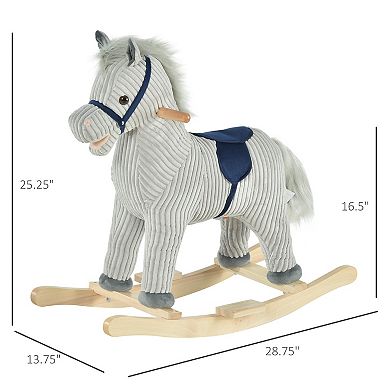 Qaba Kids Rocking Horse Plush Ride on Horse Toddler Rocker for 36-72 Months