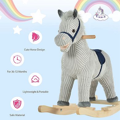 Qaba Kids Rocking Horse Plush Ride on Horse Toddler Rocker for 36-72 Months