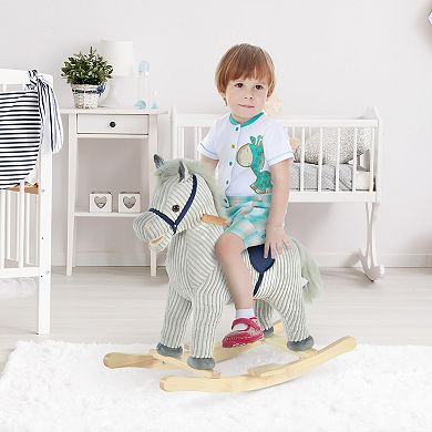 Qaba Kids Rocking Horse Plush Ride on Horse Toddler Rocker for 36-72 Months