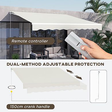 Outsunny 10' X 12' Electric Retractable Awning W/ Remote Controller