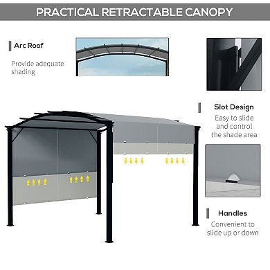 Outsunny 11ft x 11' Outdoor Retractable Pergola Canopy for Backyard