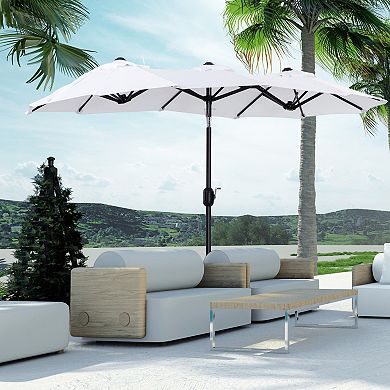 Outsunny 9.7ft Double-sided Patio Umbrella Tilt Outdoor Umbrella