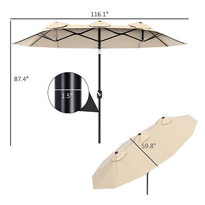 double patio umbrella tilt Pellebant 9x5 ft Aluminum Top Outdoor Rectangular Market Thanks to its unique design 11 Ft. Octagonal Aluminum Auto