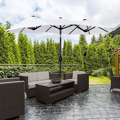 Outsunny 9.7ft Double-sided Patio Umbrella Tilt Outdoor Umbrella