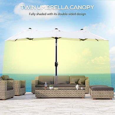 Outsunny 9.7ft Double-sided Patio Umbrella Tilt Outdoor Umbrella