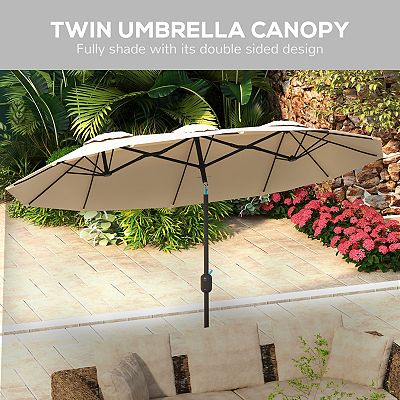 double sised patio umbrella Double-Sided with LED Lights and fade Double-Sided Market Umbrella | Solar