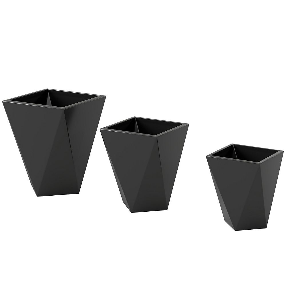 Outsunny Outdoor Planters Set of 3 with Drainage Holes, Flower Pots