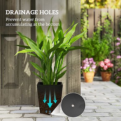 Outsunny Outdoor Planters Set of 3 with Drainage Holes, Flower Pots