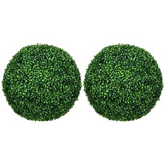 Homcom 2 Pack Artificial Tree Boxwood Topiary Balls, 19.75 Inch