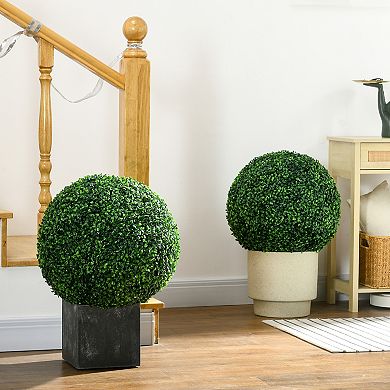 Homcom 2 Pack Artificial Tree Boxwood Topiary Balls, 19.75 Inch