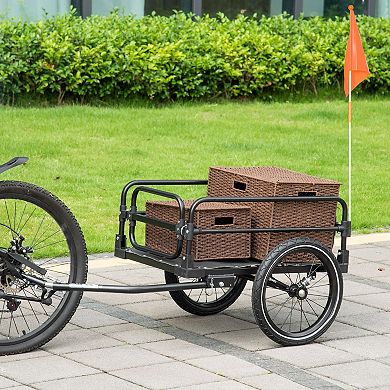Bike Cargo Trailer Bike Wagon Bicycle Trailer With Suspension, 16'' Big Wheels