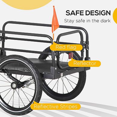 Bike Cargo Trailer Bike Wagon Bicycle Trailer With Suspension, 16'' Big Wheels