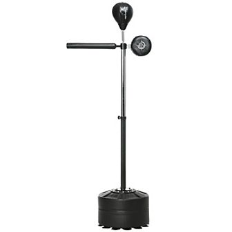 Adjustable Speed Bag Boxing Bag With Stand, Reflex Bar And Punching Pad, Black