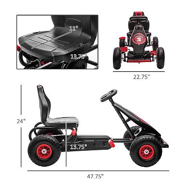 Aosom Pedal Go Kart W/ Adjustable Seat, Pedal Car W/ Rubber Wheels