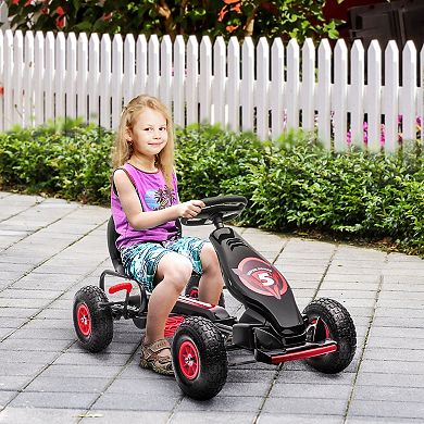 Aosom Pedal Go Kart W/ Adjustable Seat, Pedal Car W/ Rubber Wheels