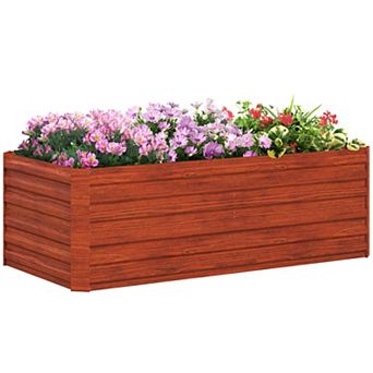 Outsunny Raised Garden Bed Metal Planter Box With Reinforced Rods, Dark Brown