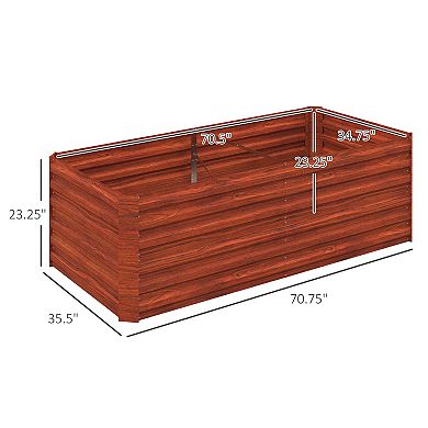 Outsunny Raised Garden Bed Metal Planter Box With Reinforced Rods, Dark Brown