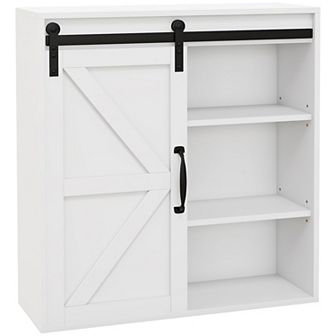 Kleankin Farmhouse Bathroom Wall Cabinet, Medicine Cabinet, White