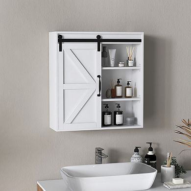 kleankin Farmhouse Bathroom Wall Cabinet, Medicine Cabinet