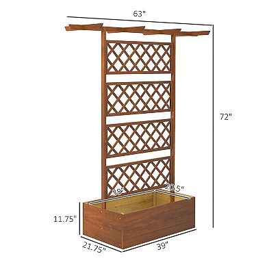 Outsunny Wood Raised Garden Bed, Planter With Trellis For Climbing Plants