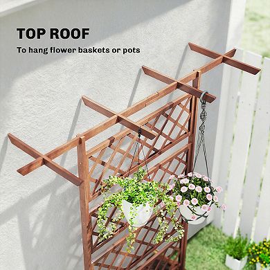 Outsunny Wood Raised Garden Bed, Planter With Trellis For Climbing Plants