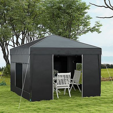Outsunny 9.7'x9.7' Adjustable Pop Up Canopy W/ Windows Reflective Top Black