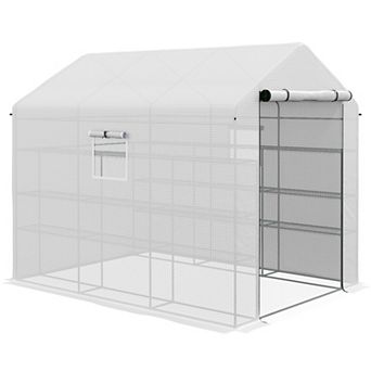 Outsunny 8ft x 6' x 7' Portable Walk-in Greenhouse with Shelf