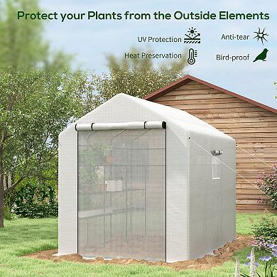 Outsunny 8ft x 6' x 7' Portable Walk-in Greenhouse with Shelf