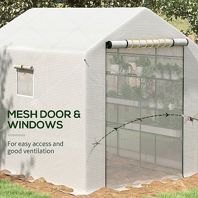 Outsunny 8ft x 6' x 7' Portable Walk-in Greenhouse with Shelf