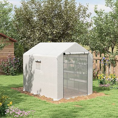 Outsunny 8ft x 6' x 7' Portable Walk-in Greenhouse with Shelf