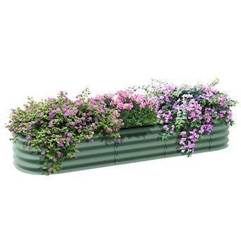 Outsunny Galvanized Raised Garden Bed Planter Box, 6.4' X 2' X 1', Green