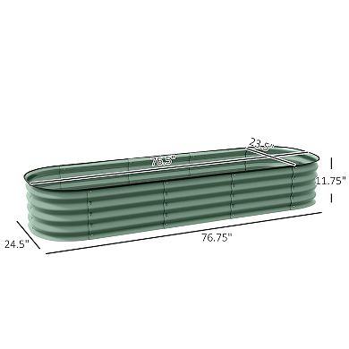 Outsunny Galvanized Raised Garden Bed Planter Box, 6.4' X 2' X 1', Green