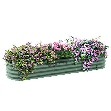 Outsunny Galvanized Raised Garden Bed Planter Box, 6.4' X 2' X 1', Green