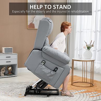 Homcom Power Lift Chair With Vibration Massage And Remote Control, Gray
