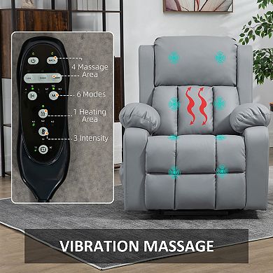 Homcom Power Lift Chair With Vibration Massage And Remote Control, Gray