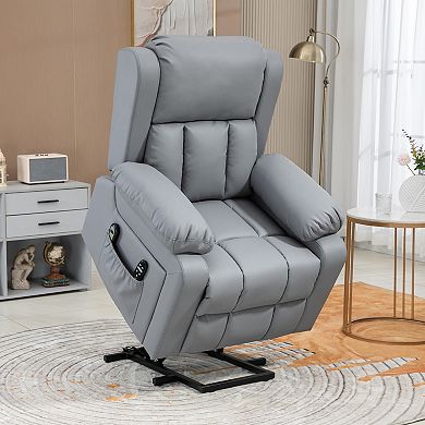 Homcom Power Lift Chair With Vibration Massage And Remote Control, Gray