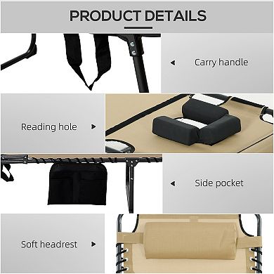 Outsunny Folding Chaise Lounge, Reclining Tanning Chair