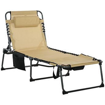 Outsunny Folding Chaise Lounge, Padded Reclining Tanning Chair