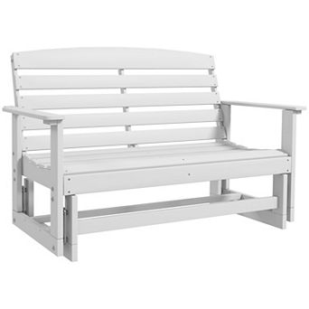 Patio Glider Bench W/ Hdpe Slatted Design Double Rocking Chair