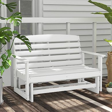 Patio Glider Bench W/ Hdpe Slatted Design Double Rocking Chair